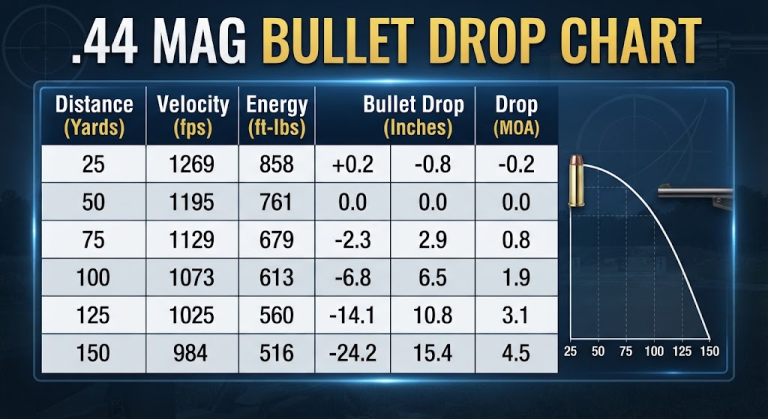 .44 Mag Bullet Drop Chart