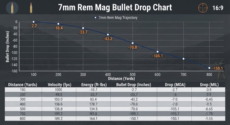 7mm Rem Mag Bullet Drop Chart