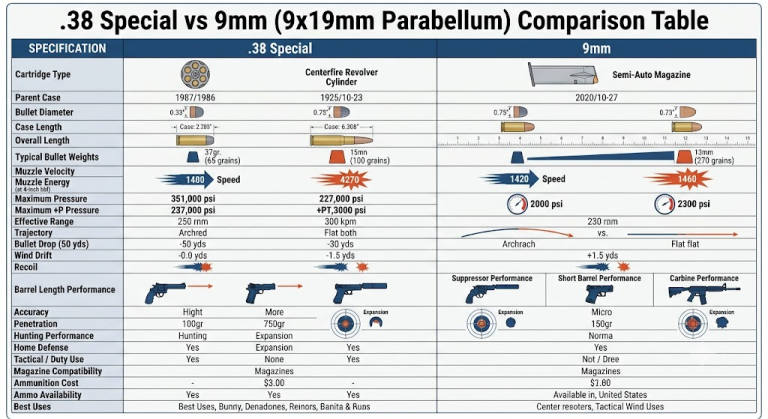 .38 Special Ammo vs 9mm