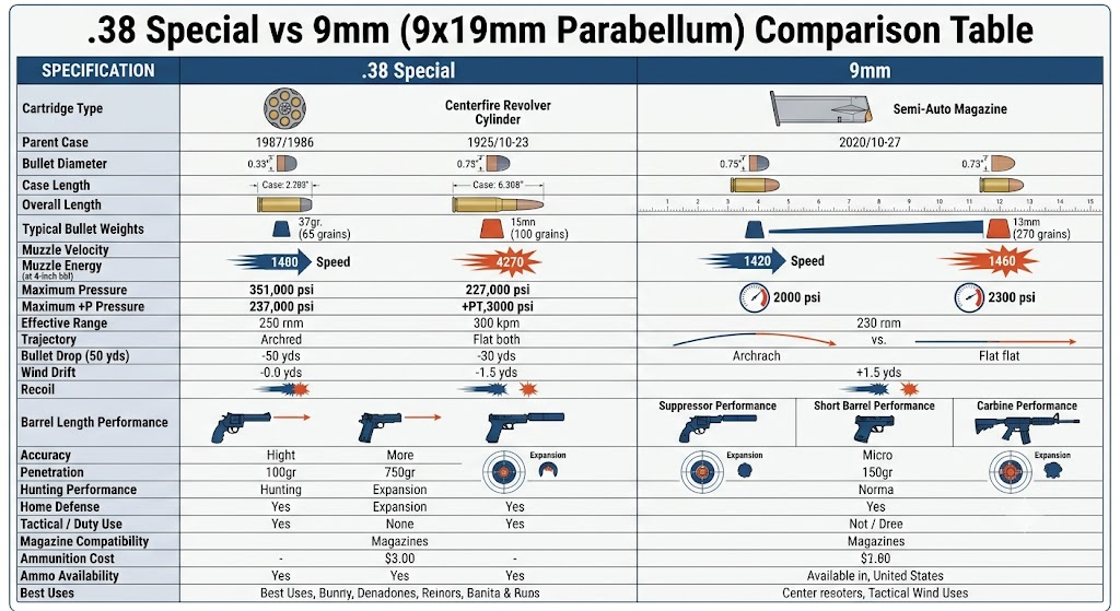 .38 Special Ammo vs 9mm