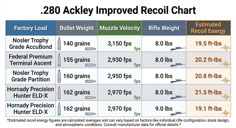 .280 Ackley Improved Recoil