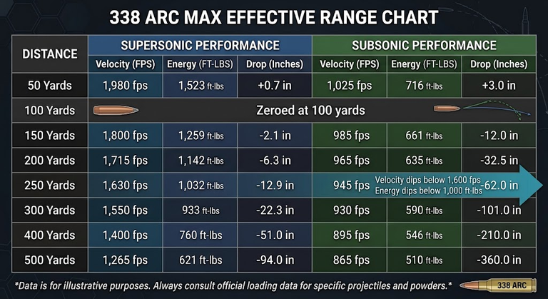 338 ARC Max Effective Range