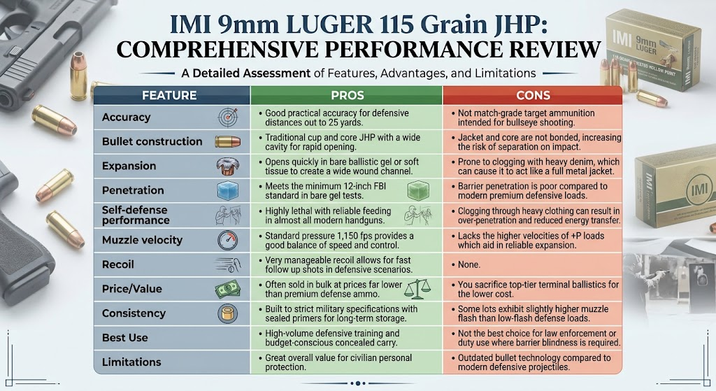 IMI 9mm Luger Ammo 115 Grain Jacketed Hollow Point Review