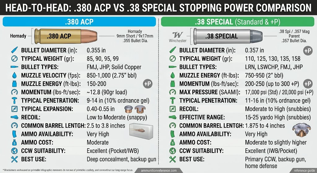 380 vs 38 Special Stopping Power