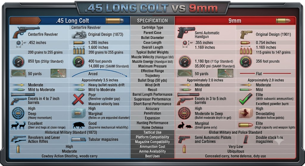 45 Long Colt vs 9mm 45 Long Colt vs 9mm