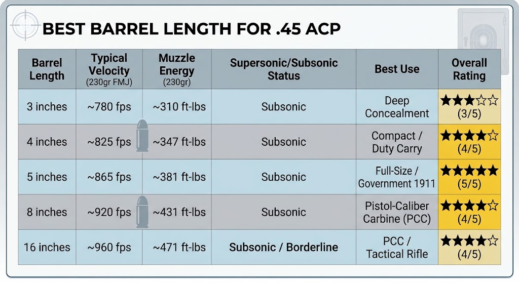 Best Barrel Length For 45 ACP