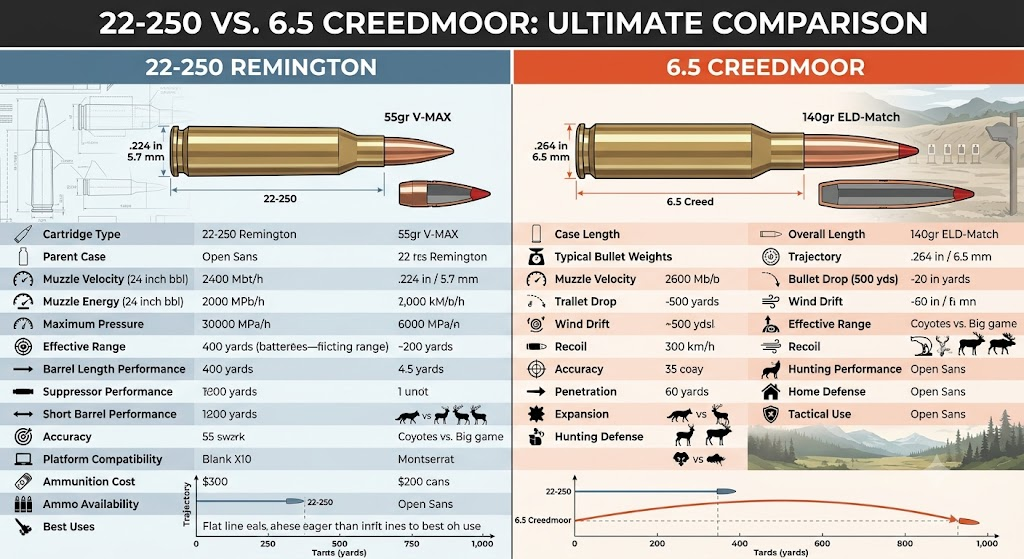 22-250 vs 6.5 creedmoor