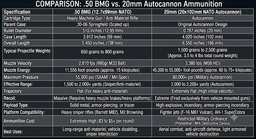 20mm vs .50 BMG