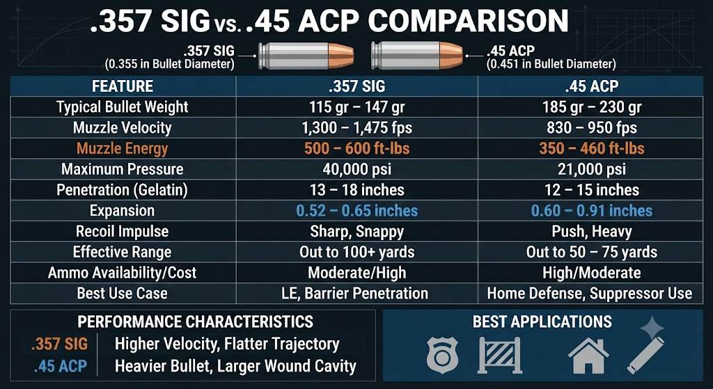 .357 Sig vs .45 Acp