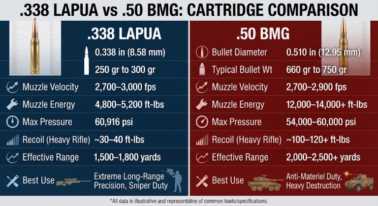 338 Lapua vs 50 BMG