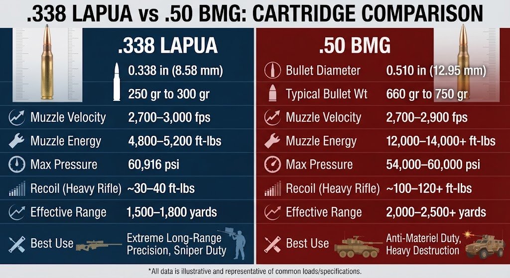 338 Lapua vs 50 BMG
