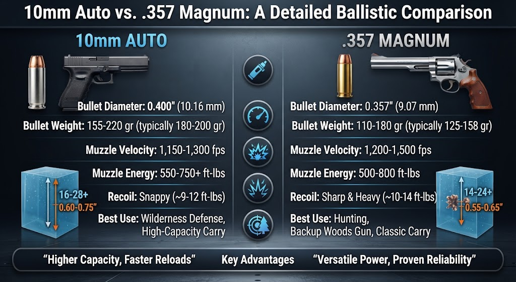 10mm vs 357 Magnum