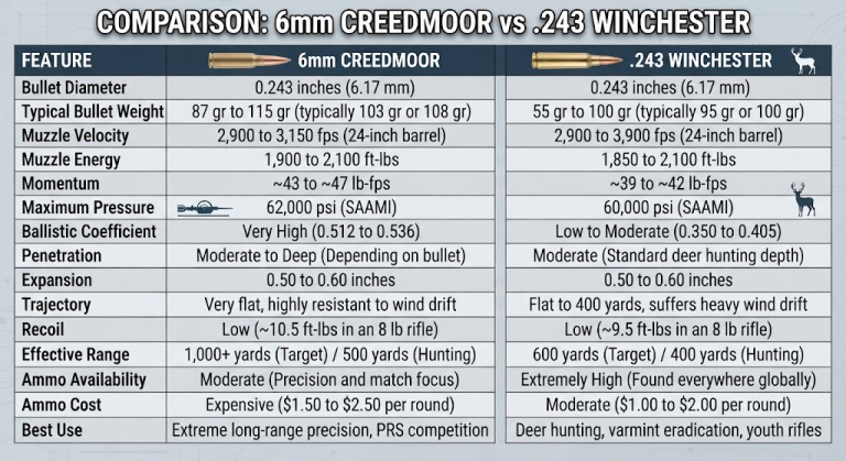 6mm Creedmoor vs 243