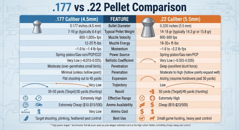 177 vs 22 Airgun Pellet
