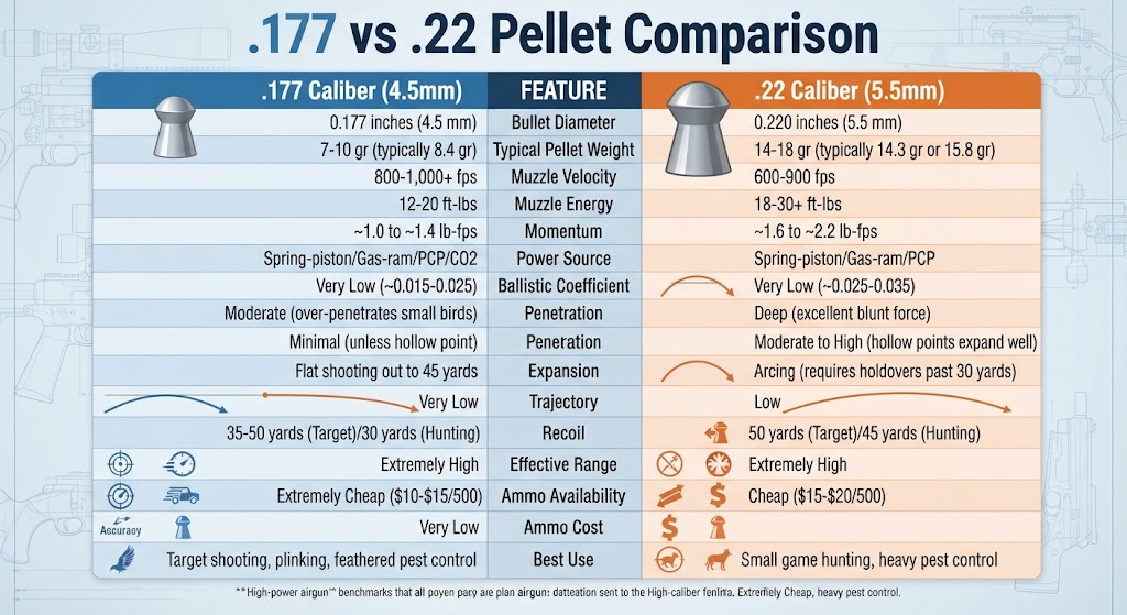177 vs 22 Airgun Pellet