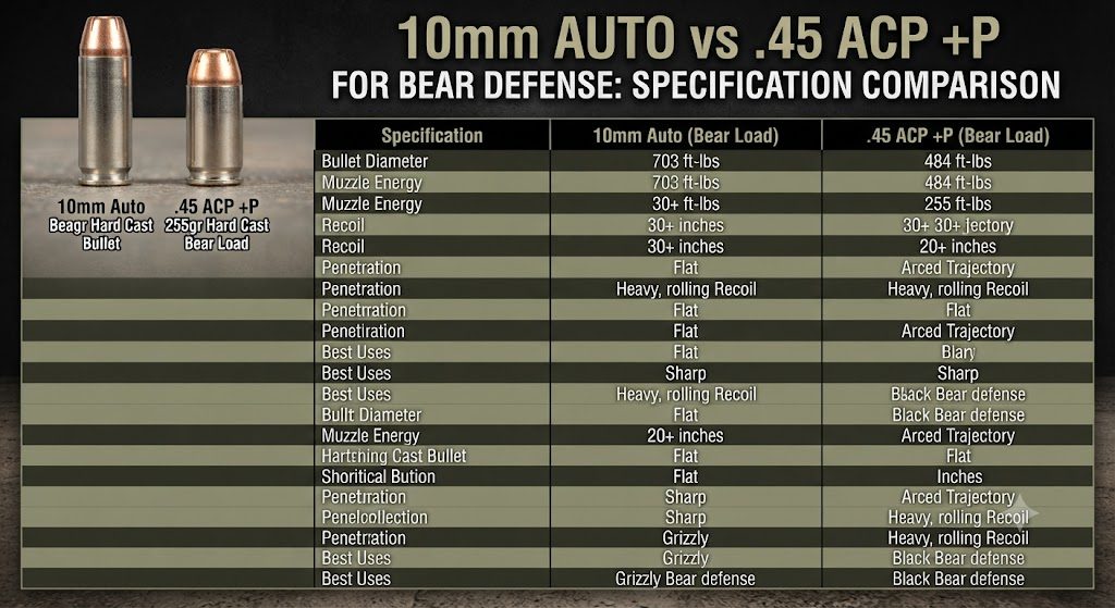 10mm vs .45 ACP for Bear Defense