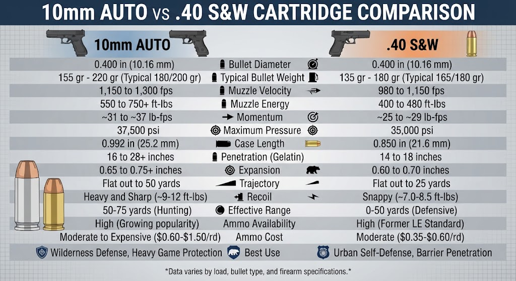 10mm vs 40 S&W