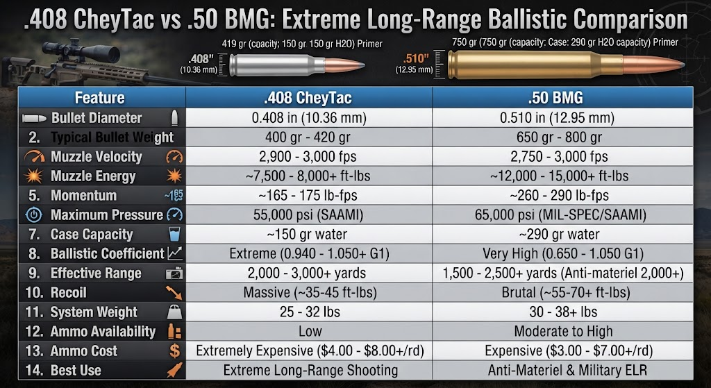 .408 CheyTac vs .50 BMG