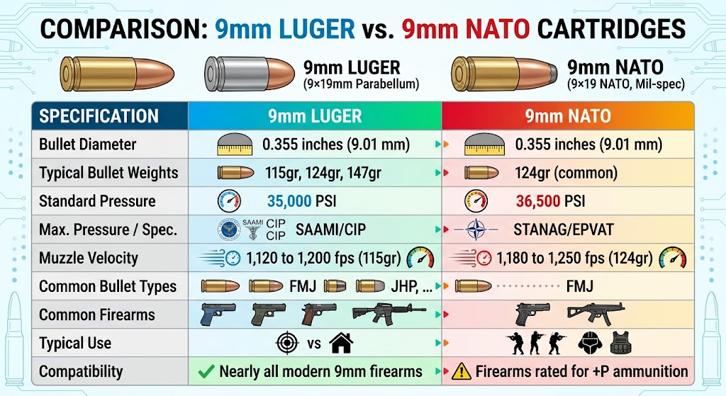 9mm Luger vs 9mm NATO 9mm Luger vs 9mm NATO