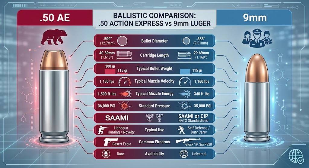 .50 Action Express vs 9mm