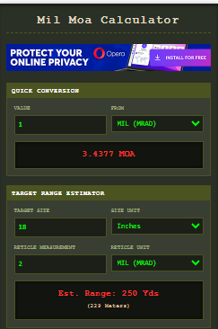 Mil Moa Calculator