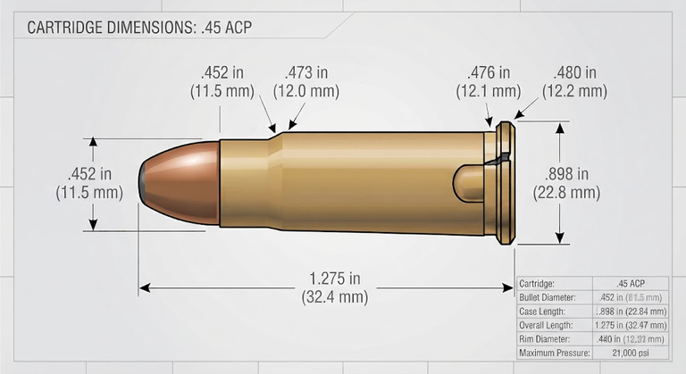 .45 ACP Case Dimensions