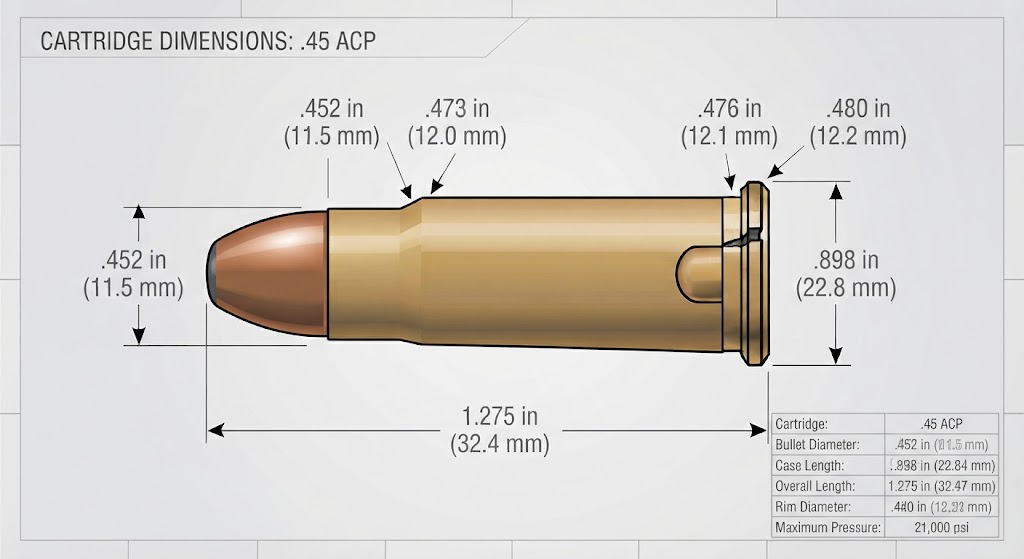 .45 ACP Case Dimensions