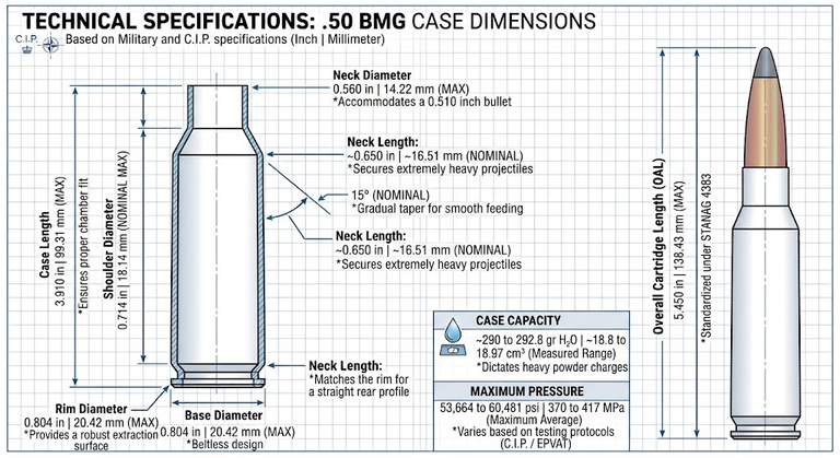 50 BMG Case Dimensions