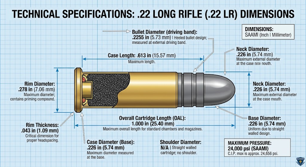 .22 LR Dimensions