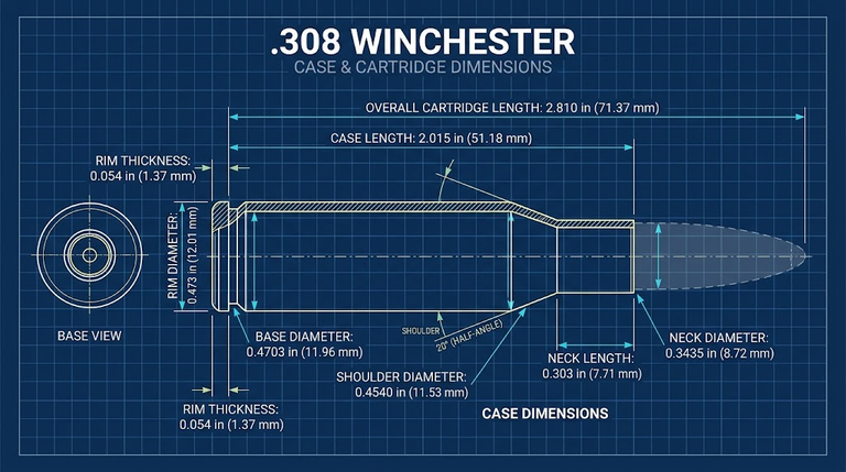 .308 Winchester Case Dimensions