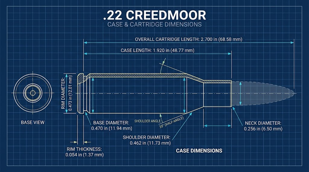 22 Creedmoor Case Dimensions