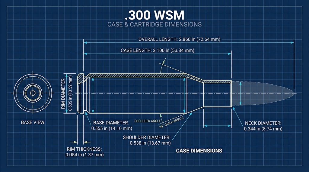 300 WSM Case Dimensions