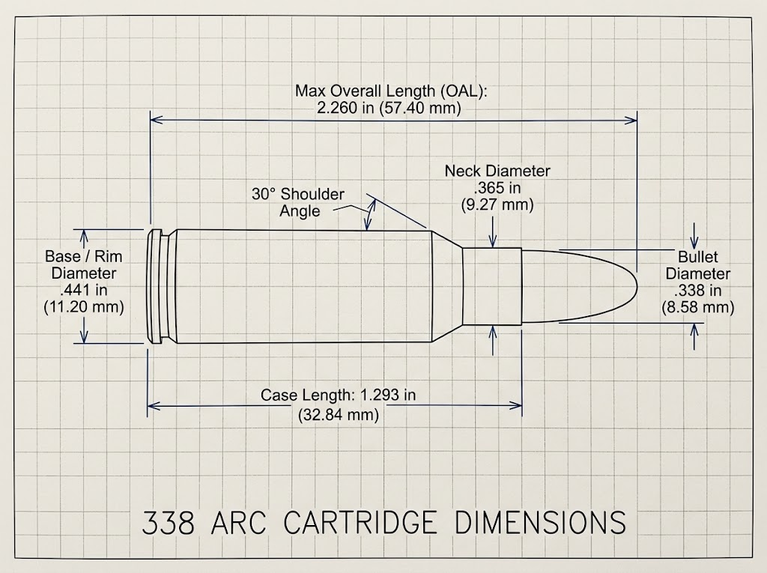 338 ARC Case Dimensions