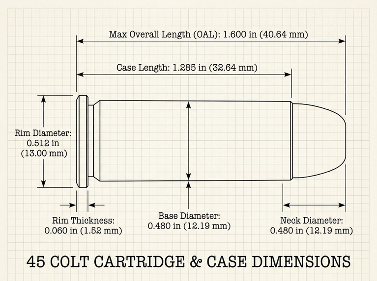 45 Colt Case Dimensions
