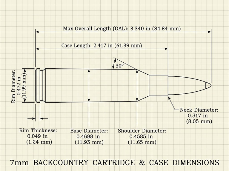 7mm Backcountry Case Dimensions