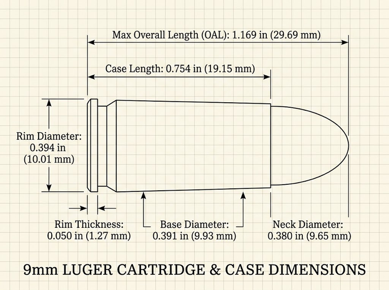 9mm Luger Case Dimensions