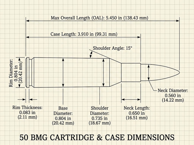 50 BMG Case Dimensions