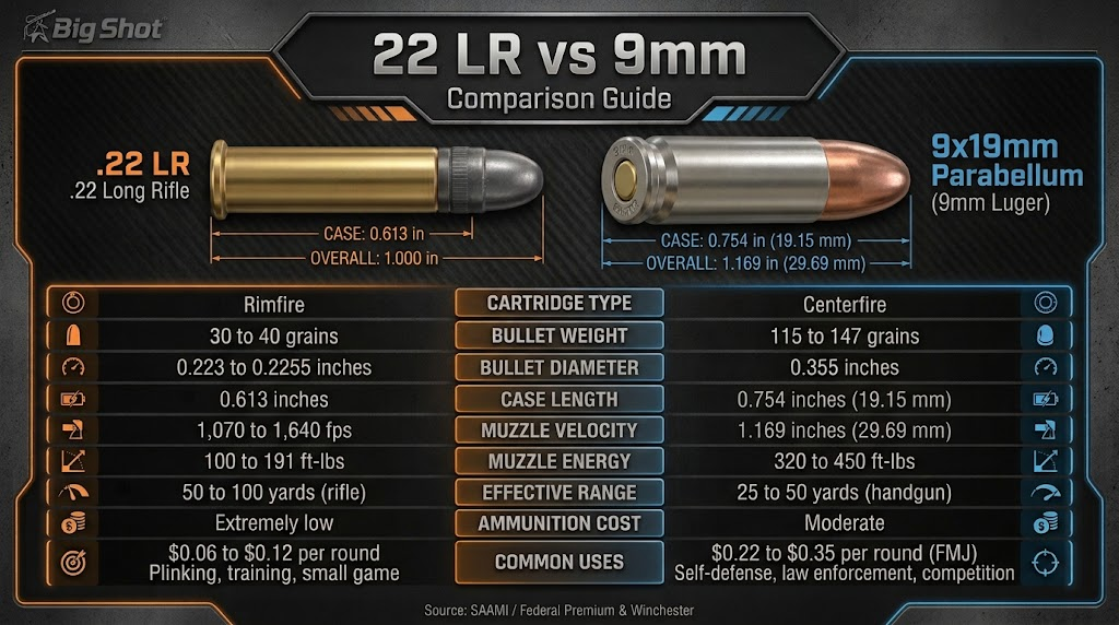 22 LR vs 9mm