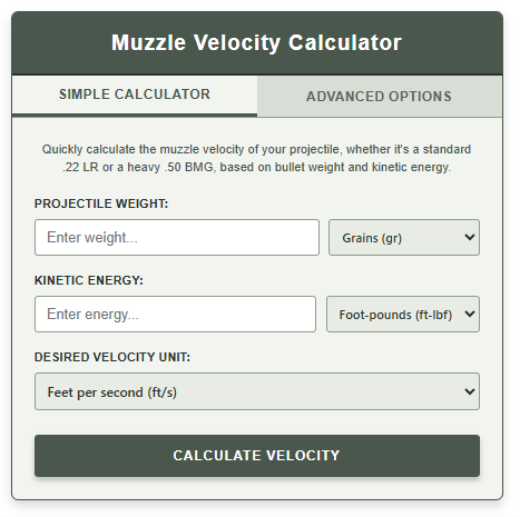 muzzle velocity calculator