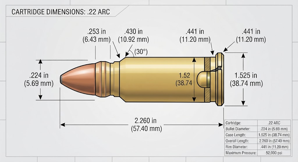 .22 ARC Case Dimensions