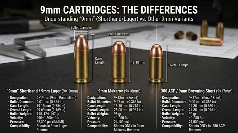 9mm vs 9mm Luger Ammo