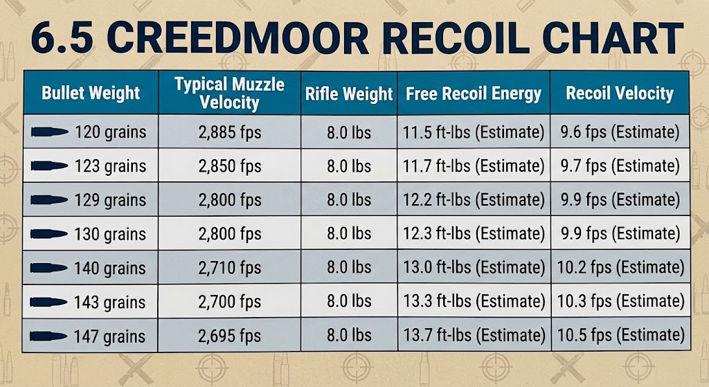 6.5 Creedmoor Recoil: Recoil Chart and Comparison