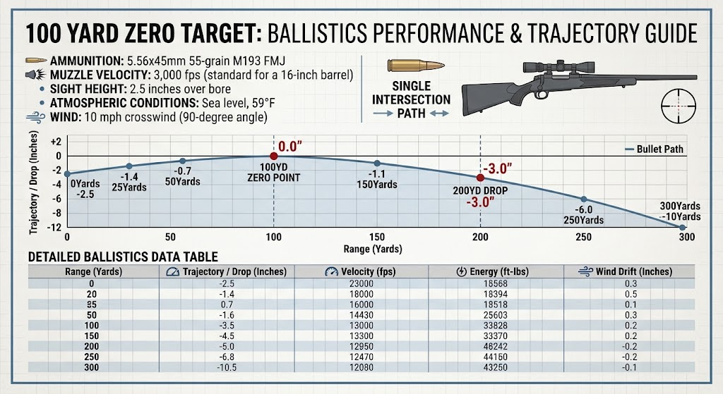 100 Yard Zero Target: Chart & 25,50+ Yards Data